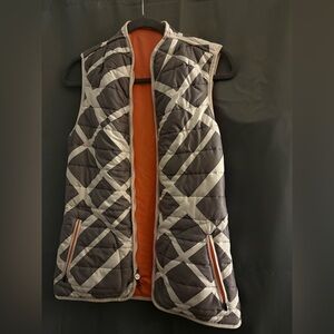 Nike Gray and Cream Quilted golf Vest with Orange Lining